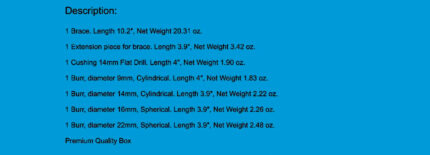 Orthopedic Hudson Brace Hand Drill Set of 7 Pcs